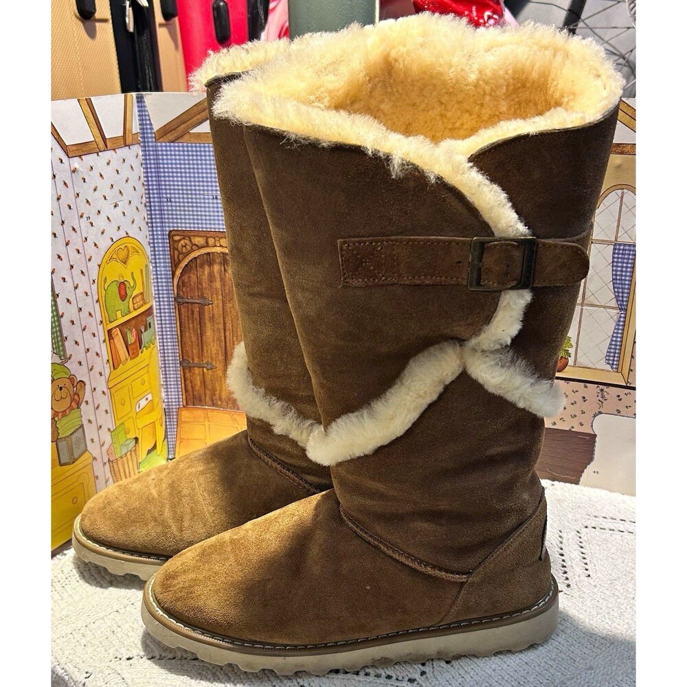 Bearpaw Boondock Women's Size 10 Hickory Suede Shearling Fur Tall Winter Boots